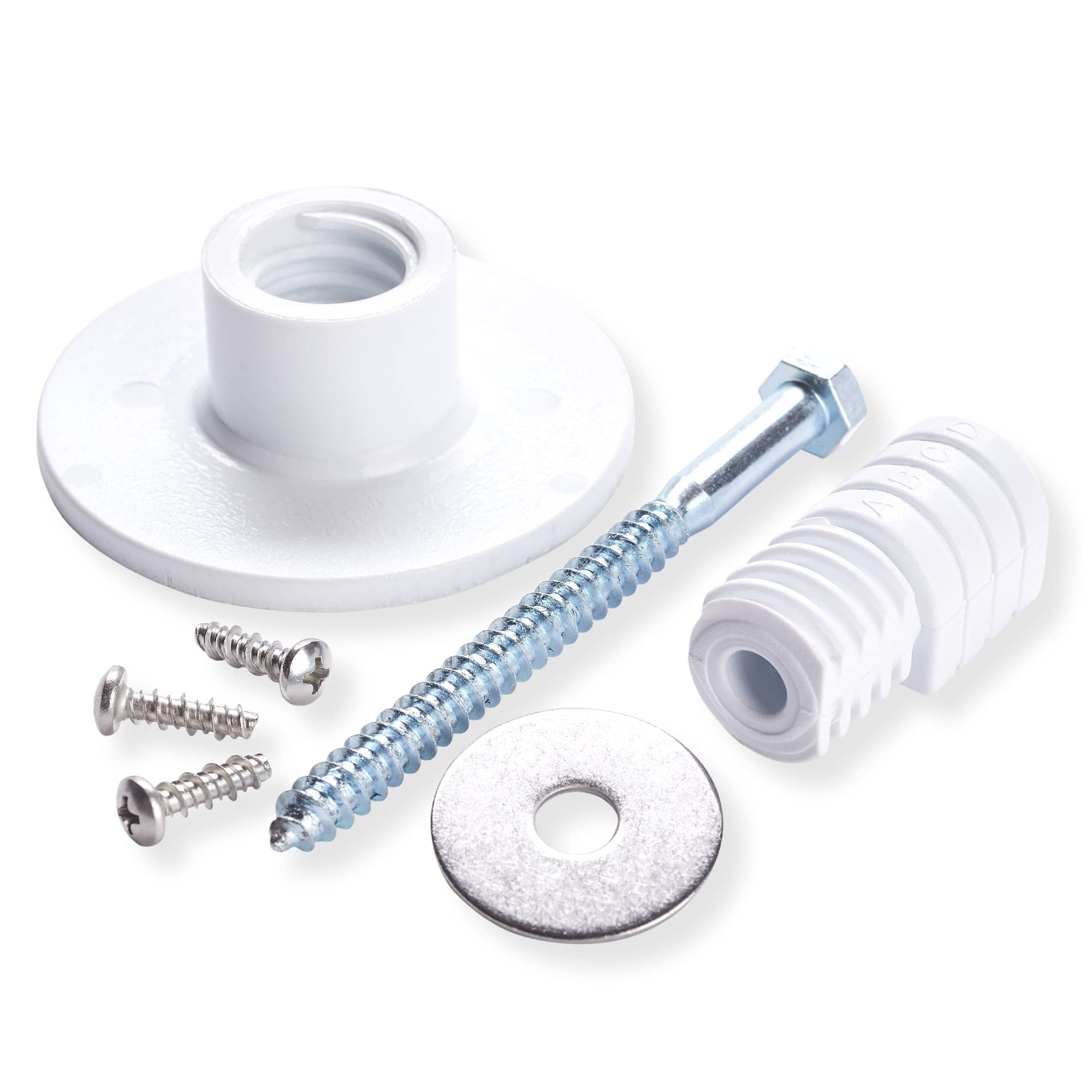 White and Silver Wall Mount Grab Bar Kit for Fiberglass Showers