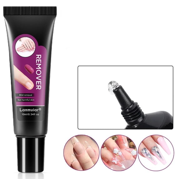 Solid Nail Glue Adhesive 10ml for Fake Nails, Clear Firm Formula to Strengthen Natural or Artificial Nails, Protective Layer for Manicures, Easy Application, 2.9x1.6x9.6cm Size