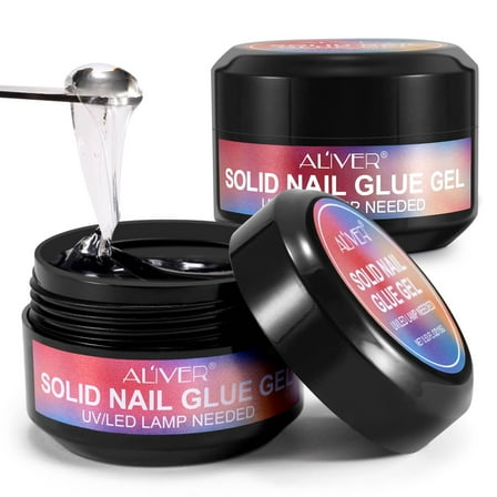 Solid Nail Glue by Aliver, Nail Extension Glue , UV Curing Needed - 2Pack