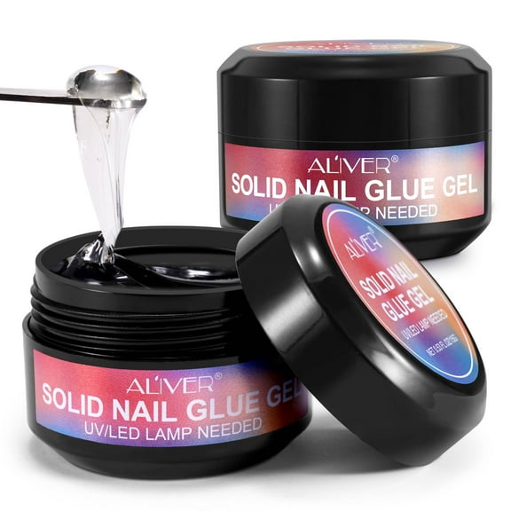Solid Nail Glue by Aliver, Nail Extension Glue , UV Curing Needed - 2Pack