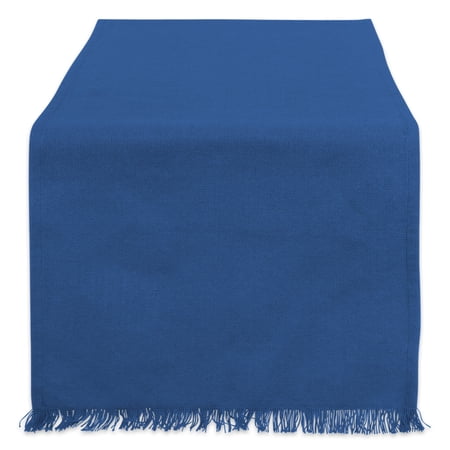 Solid Navy Heavyweight Fringed Table Runner 14x108