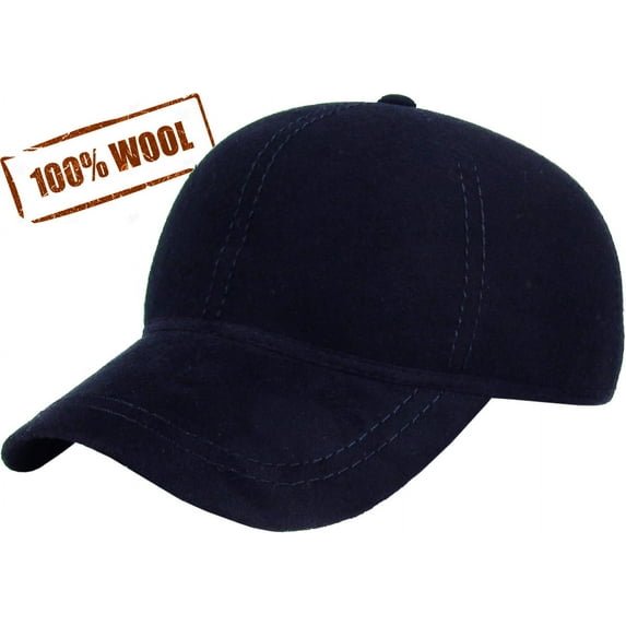 Solid Navy Wool Felt Polo Style Baseball Ball Cap Dat Hat KBETHOS