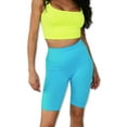 thumbnail image 1 of Solid Neon colored High Waist Athletic Seamless Biker Shorts with Side Pocket, 1 of 3