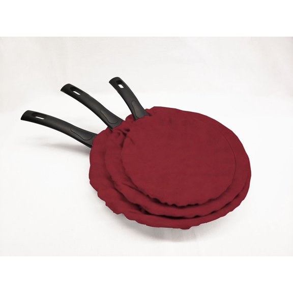 Solid Non-Stick Pan Protector (Set of 3 Covers) by Penny's Needful Things (Burgundy)