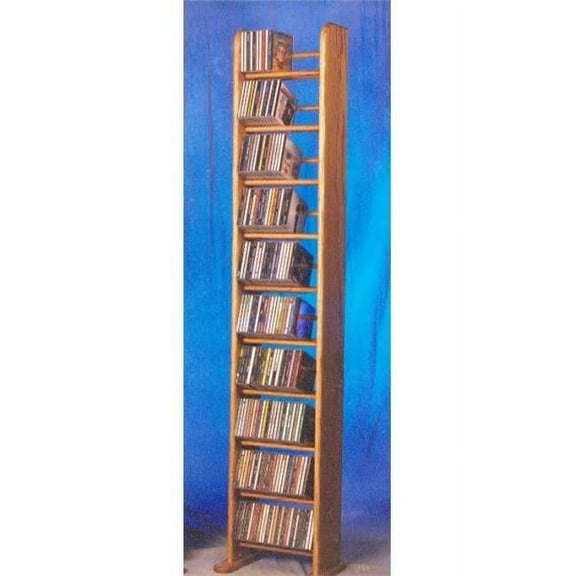Solid Oak 10 Row Dowel Tower CD Rack