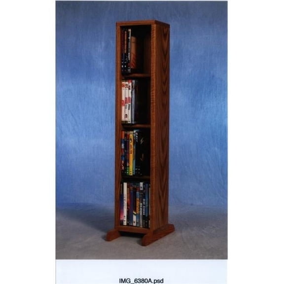 Solid Oak 4 Row Dowel DVD Cabinet Tower - Honey Oak