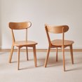 thumbnail image 1 of Solid Oak Dining Chairs Set of 2, Vintage Wooden Side Chairs for Farmhouse Kitchen or Restaurant,Natural Wood, 1 of 12