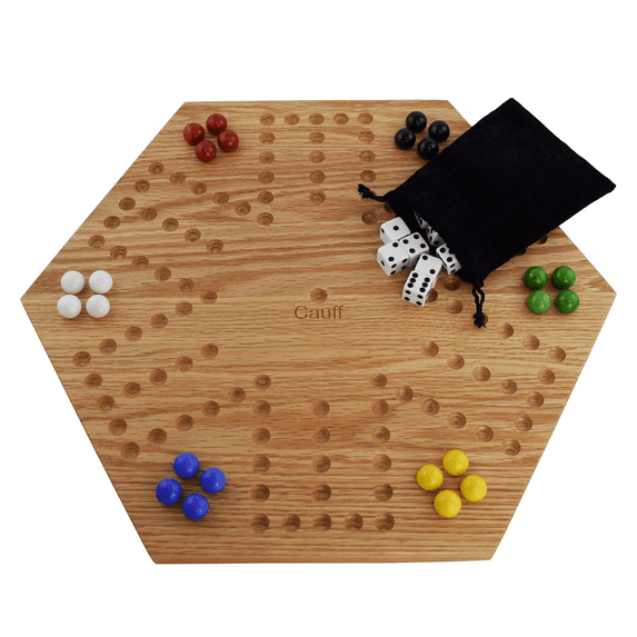Solid Oak Double Sided Marbles Board Game Wooden 16 inch by Cauff