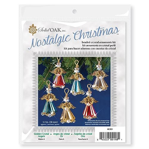 Solid Oak Kit Bead Ornament Crystal Angel Gold
