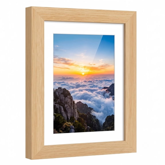 Solid Oak Picture Frame 6x9, Fits 5x8 Pictures with Mat or 6x9 Pictures without Mat, Tempered Glass Front, Wall Hanging or Tabletop Placement, for Bedroom Study Office Decor, Natural Oak