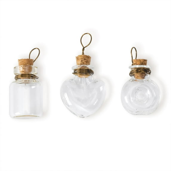 Solid Oak Steampunk Glass Accents 3/Pkg-Fancy Bottles