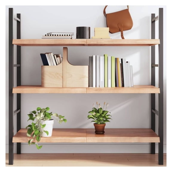 Solid Oak Wall Shelf - 47.2"x19.7" Rustic Floating Shelves - Light Brown Wood Shelves for Bathroom, Desk, Table - Live Edge Design