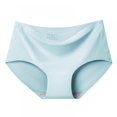 thumbnail image 1 of Solid One-piece Ice Silk Briefs Seamless Sexy Mid-waist Panties Antibacterial Cotton Crotch Underpants, 1 of 8