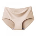 thumbnail image 1 of Solid One-piece Ice Silk Briefs Seamless Sexy Mid-waist Panties Antibacterial Cotton Crotch Underpants, 1 of 8