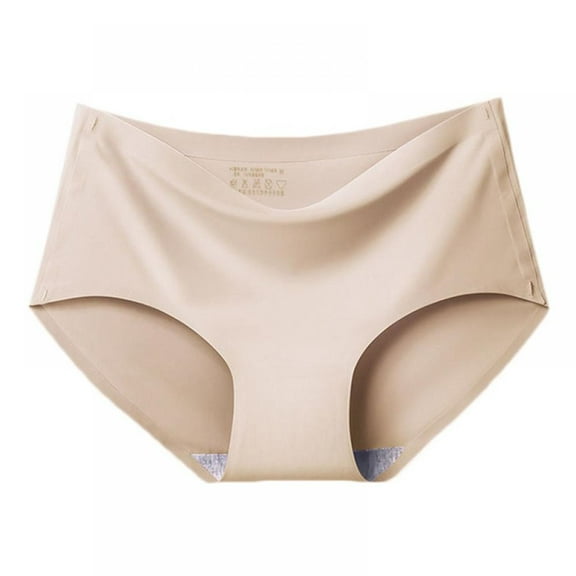 Solid One-piece Ice Silk Briefs Seamless Sexy Mid-waist Panties Antibacterial Cotton Crotch Underpants