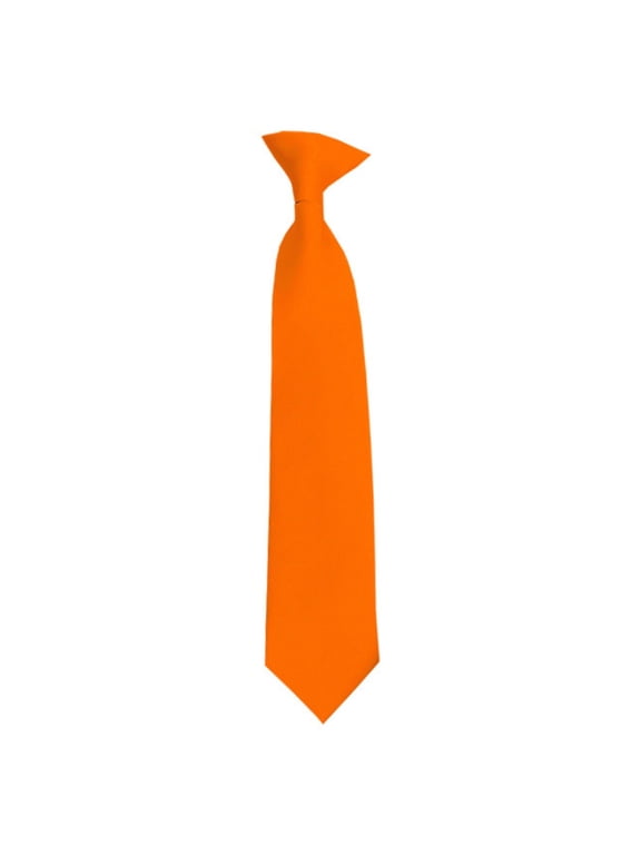 Solid Orange Boy's 14" Clip On Tie, Age for 7 to 10 Years Old