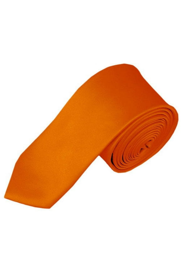Solid Orange Skinny Men's Necktie