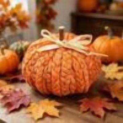 Solid Orange Woven Raffia Pumpkin Decor, Realistic Stain Resistant Fall Photo Prop, Long Lasting Versatile Table Embellishment for Windowsill Mantel Halloween Thanksgiving Indoor Styling