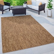 Solid Outdoor Rug for Patio or Balcony in Mottled Brown Beige