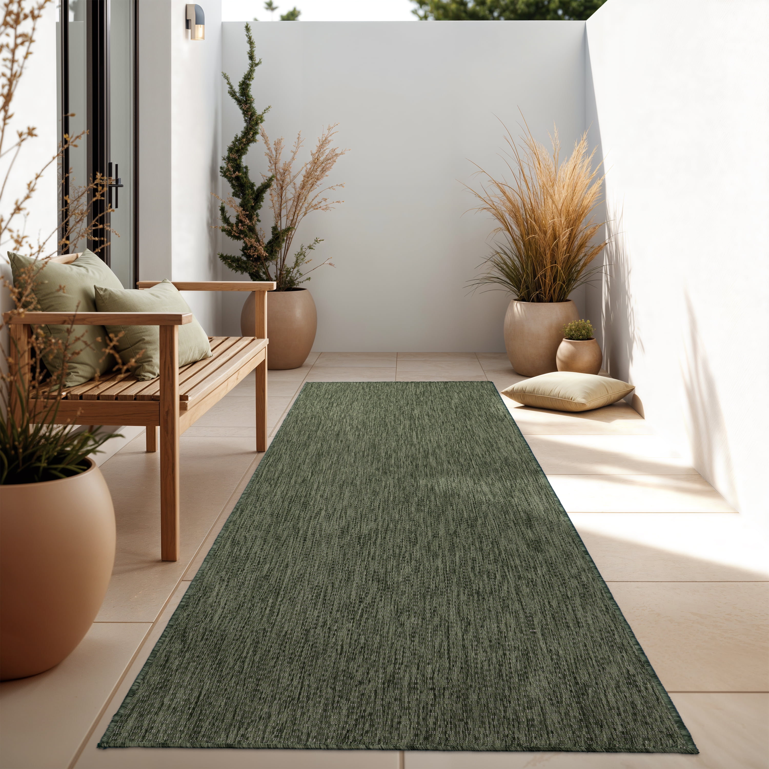 Natural Color Outdoor Rug Solid Outdoor Rug for Patio or Balcony in Mottled Green - Walmart.com