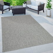 Solid Outdoor Rug for Patio or Balcony in Mottled Grey