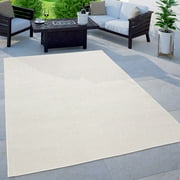 Solid Outdoor Rug for Patio or Balcony in Mottled Ivory