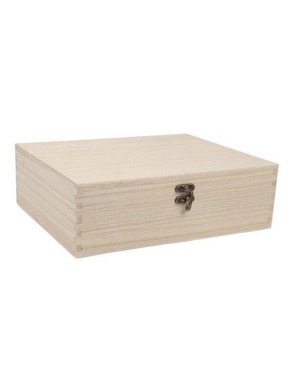 Solid Paulownia Wood Jewelry Box with Two Layer Flip Top Lid for Organized Storage of Sewing Supplies Rings and Threads Beige 28x22x9cm