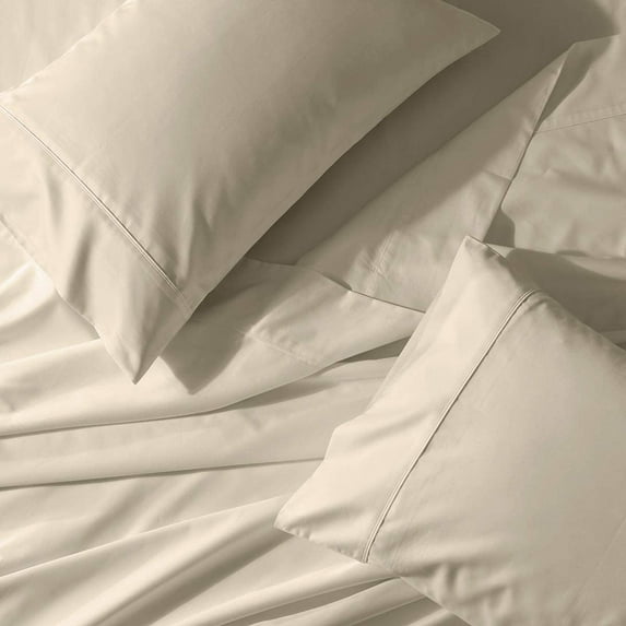 Solid Percale 300TC California King Unattached Waterbed Sheets (Beige) Soft 4-Piece Waterbed Sheet Set