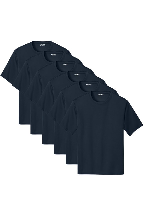 Solid Performance Military Tactical T-Shirts | 100% Polyester Moisture Wicking Crewneck Tee Shirts, 6-Pack (TrueNavy, 4X-Large)