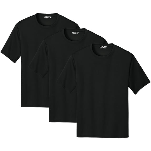 Solid Performance Military Tactical T-Shirts | 100% Polyester Moisture Wicking Tee Shirts, 3-Pack (Black, XX-Large)