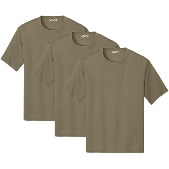 Solid Performance Military Tactical T-Shirts | 100% Polyester Moisture Wicking Tee Shirts, 3-Pack (CoyoteBrown, 4X-Large)
