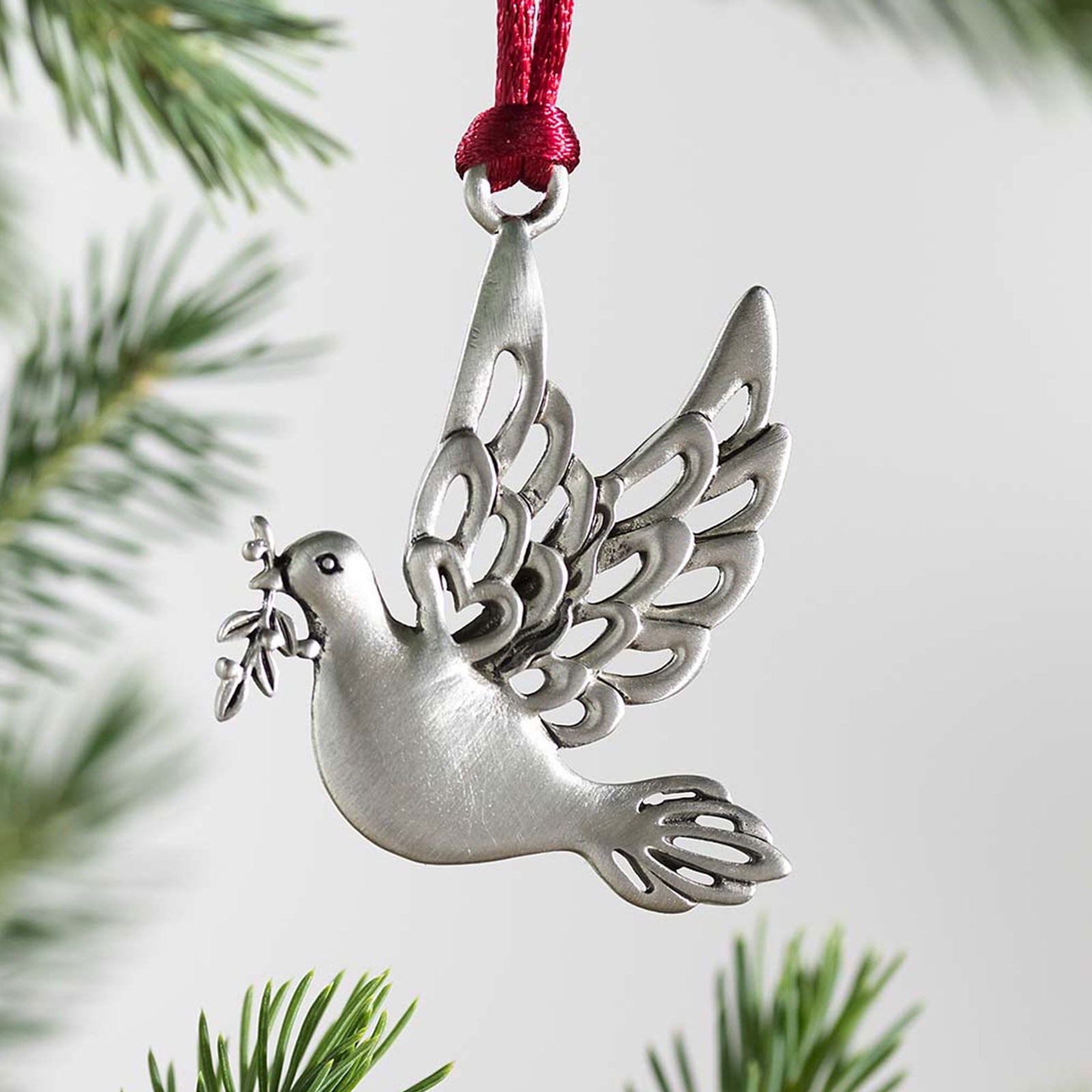 Solid Pewter Christmas Tree Ornament,Peace Dove Hanging Metal Christmas Decorations Holiday Ornaments Hanging Pendants Decoration for Home Party Xmas Tree Decor