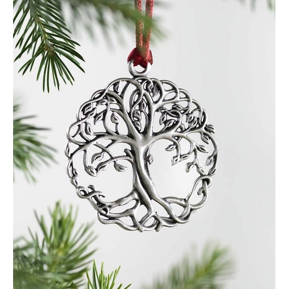 Solid Pewter Christmas Tree Ornament - Tree of Life