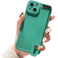 thumbnail image 1 of Solid Phone Case with Wristband Stand, Camera Lens Protection, Shockproof Silicone Soft Case for iPhone 11 Pro Max, Green, 1 of 7