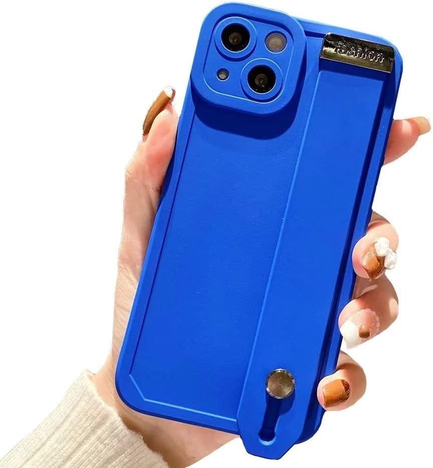 Solid Phone Case with Wristband Stand, Camera Lens Protection, Shockproof  Silicone Soft Case for iPhone 13, Klein Blue - Walmart.com