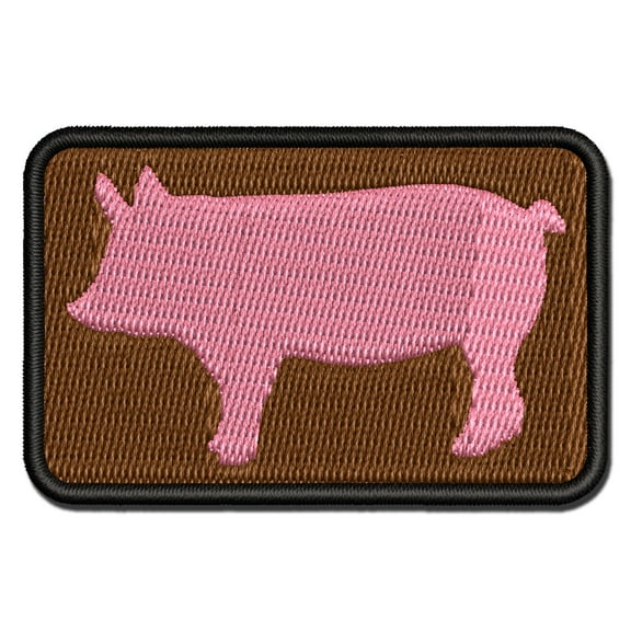 Solid Pig Farm Animal Applique Multi-Color Embroidered Iron-On Patch - 2.0 Inch Mini