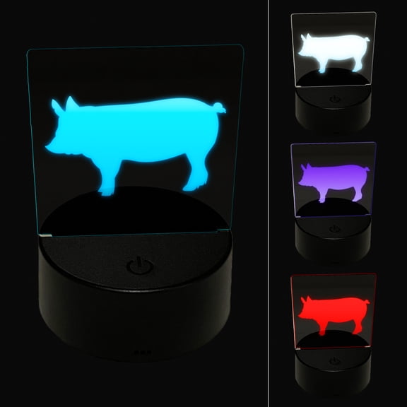 Solid Pig Farm Animal LED Night Light Sign 3D Illusion Desk Nightstand Lamp
