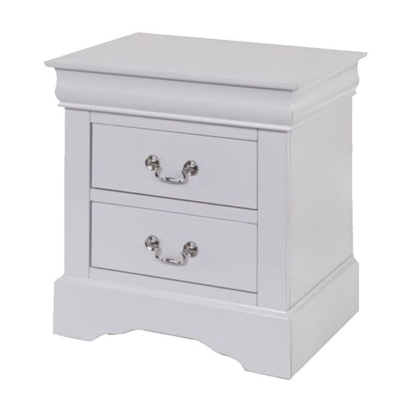 Solid Pine 2-Drawer Nightstand in White | Brushed Nickel Handle | Kenlin Drawer Glides | Perfect for Bedroom Storage & Reading | 22"W x 16"D x 24"H
