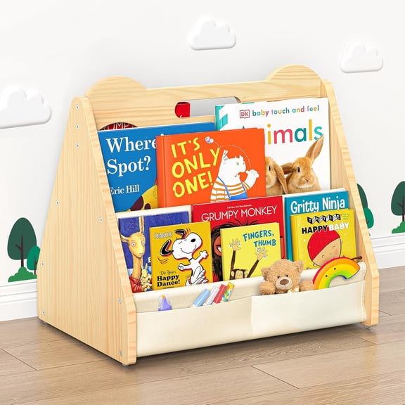 Solid Pine   Bookshelf, Double-Sided  Book Shelves, Portable  Bookshelf, Montessori Bookcase, Book Shelf for  Rooms,  Book Storage Display for  Classroom