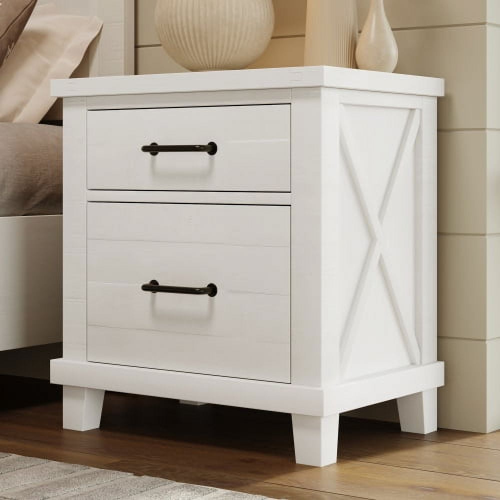 White nightstand black hardware discount