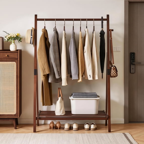 Clothes Box Rack Solid Pine Wood A-Frame Clothes Rack, Heavy Duty Freestanding Garment ...