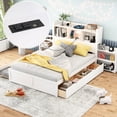 thumbnail image 1 of Solid Pine Wood Bed with Twin Size Trundle - Durable Bedroom Bed for Multi - Purpose Use, 1 of 2