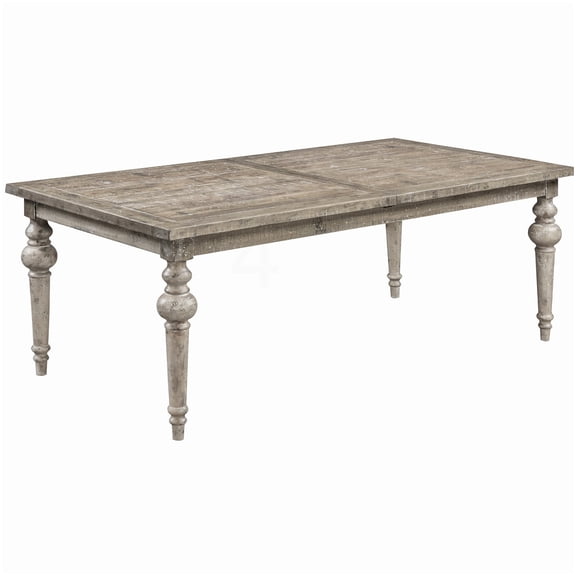 Solid Pine Wood Dining Table with Extension Leaf, Taupe Rectangular Kitchen Dining Room Table