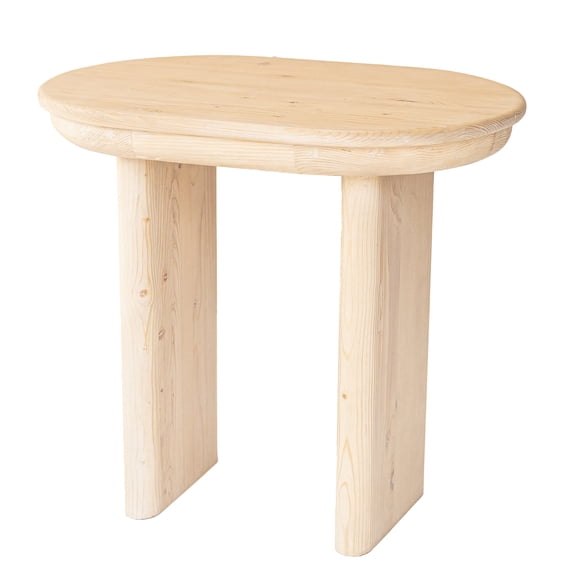 Mango Furniture Co Inc Transitional Pine Wood Oval End Table, Whitewash Natural