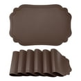 thumbnail image 1 of Solid Placemats Set of 6 Leather Placemats for Kitchen Dining Table Decor Washable Heat Resistant Table Placemats Sturdy Table Mat Coffee 17.7*11.8inch, 1 of 6