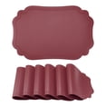 thumbnail image 1 of Solid Placemats Set of 6 Leather Placemats for Kitchen Dining Table Decor Washable Heat Resistant Table Placemats Sturdy Table Mat Wine Red 17.7*11.8inch, 1 of 6