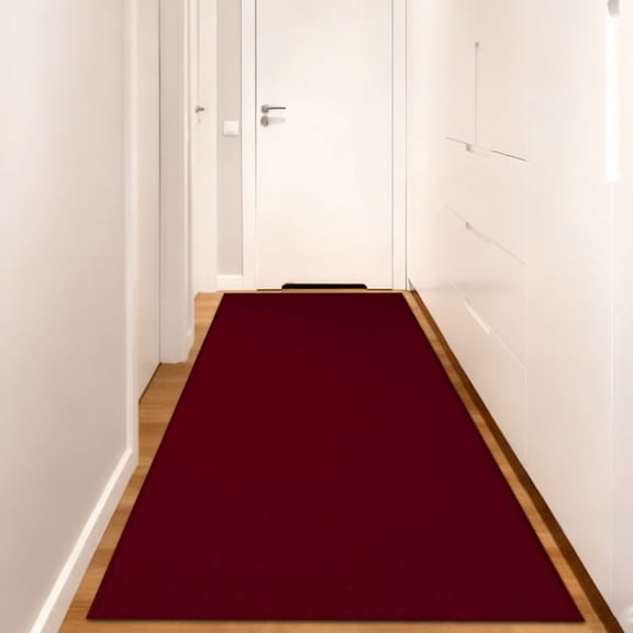 Solid Plain Rubber Backed Non-Slip Hallway Runner Rug, Easy Clean Pet Friendly Durable Floor Carpet for Stairs Kitchen Entryway Laundry Room Living Room Home Decor(70.87*23.62Inch,Wine red)