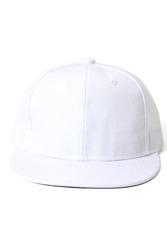 Solid Plain Style Flatbill Snapback Hat Cap, White