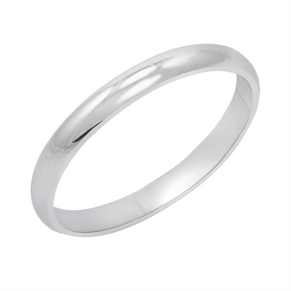 Solid Plain Wedding Band 14k White Gold Regular Fit Ring Classic Polished Finish, 2 mm Size 5.5