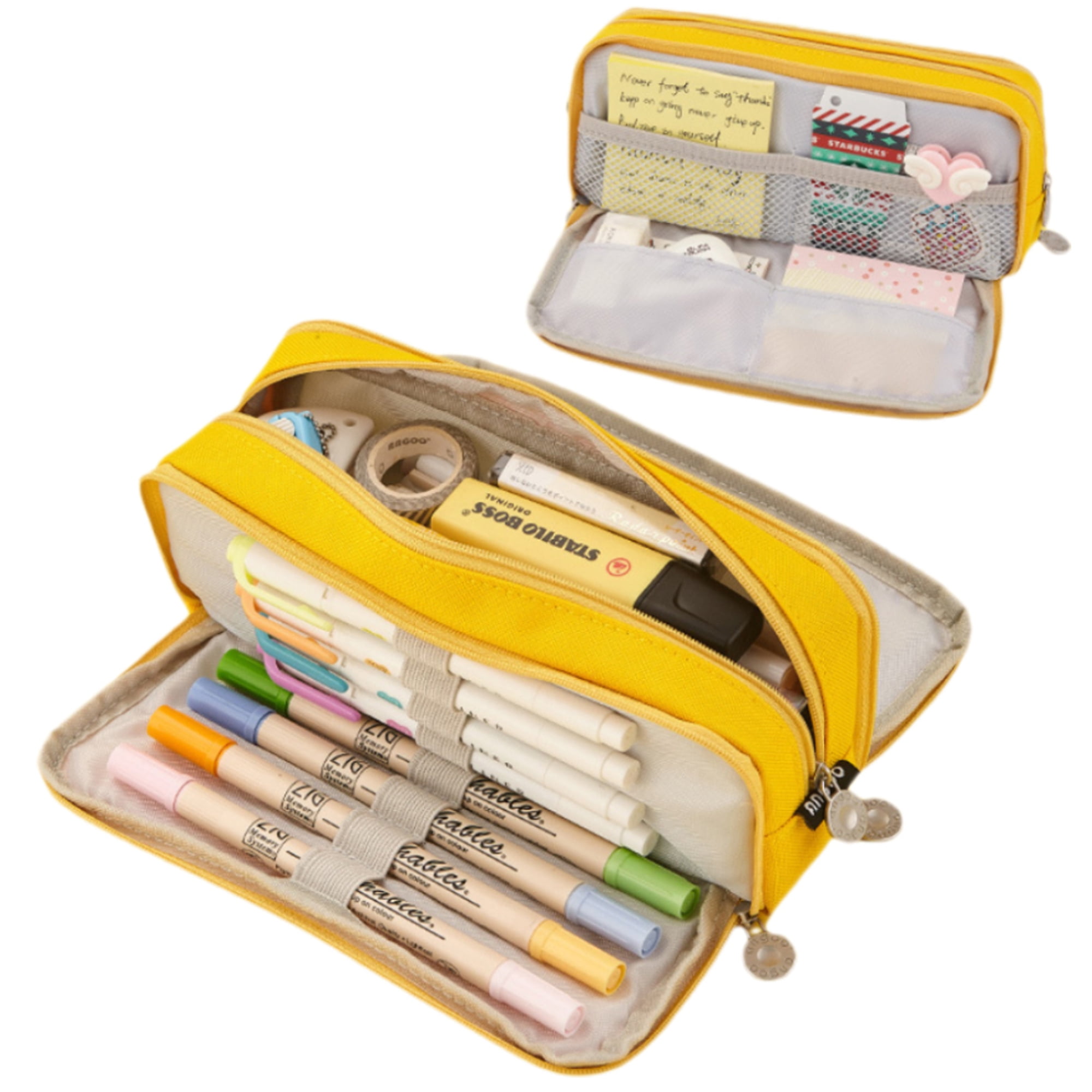 Large Pencil Case With 3 Compartments Makeup For Secondary School